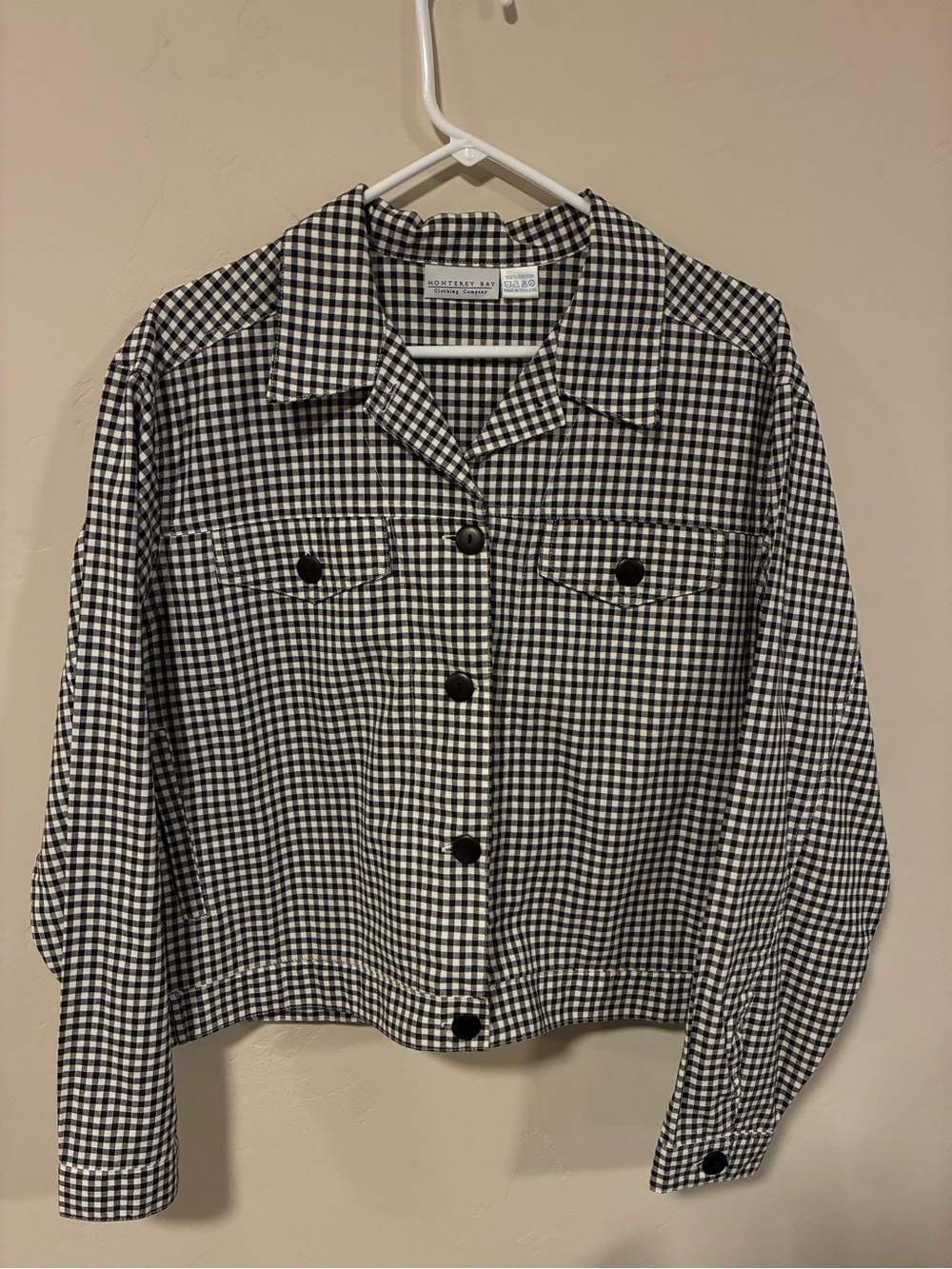 Madewell Black & White Gingham Cropped Jean Jacket